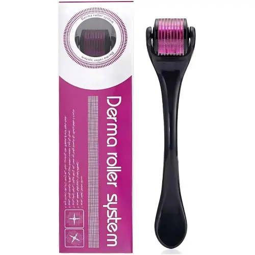 Derma Roller 540 micro-aiguilles – Rouleau de soin visage, barbe et cuir chevelu